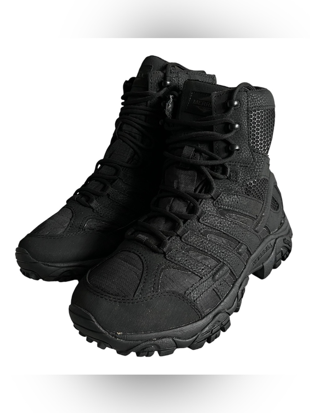 Merrell Tactical J15845 Boots Mens 8.5 Black Waterproof Vibram Combat Side Zip